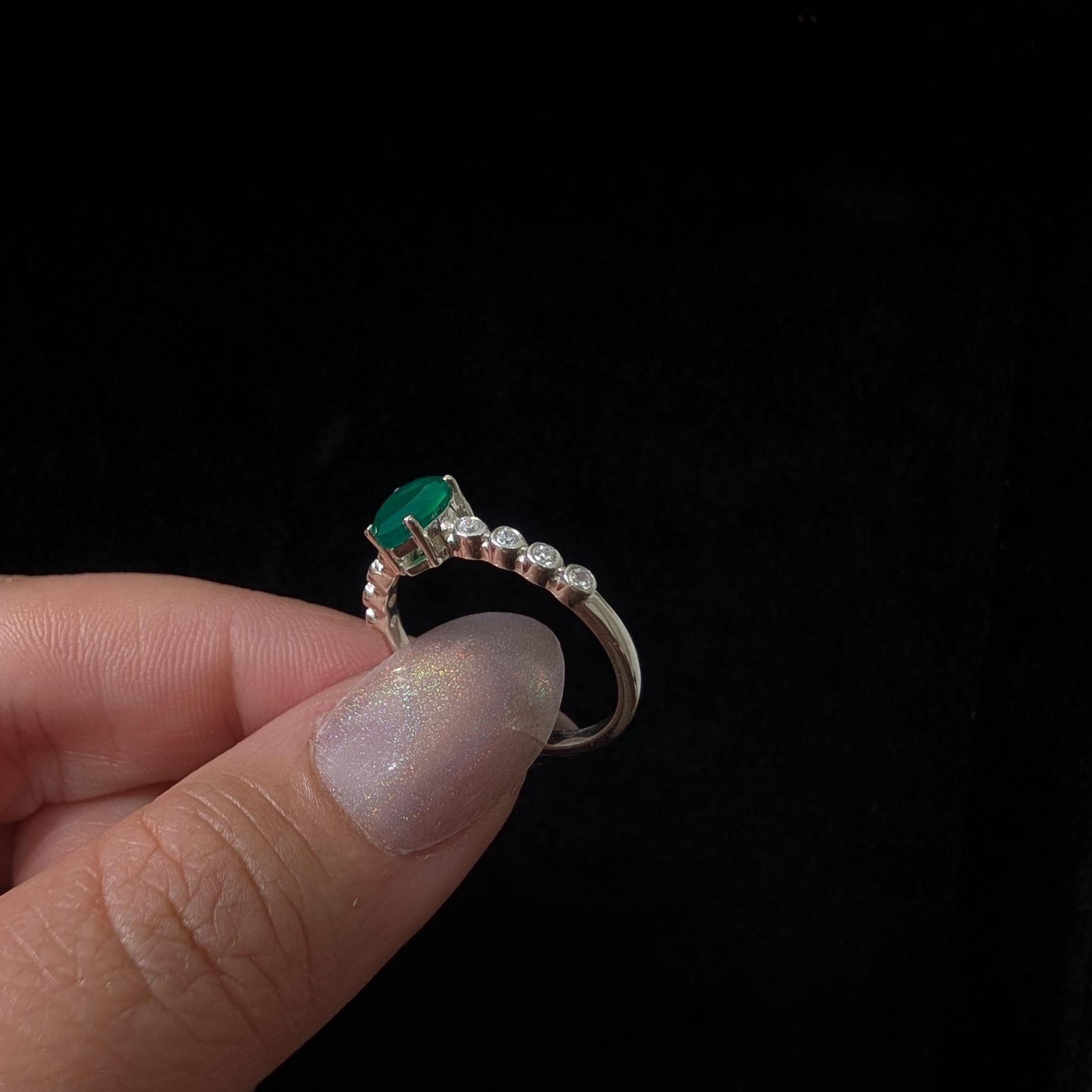 Statement green onyx and white topaz ring | 925 sterling silver
