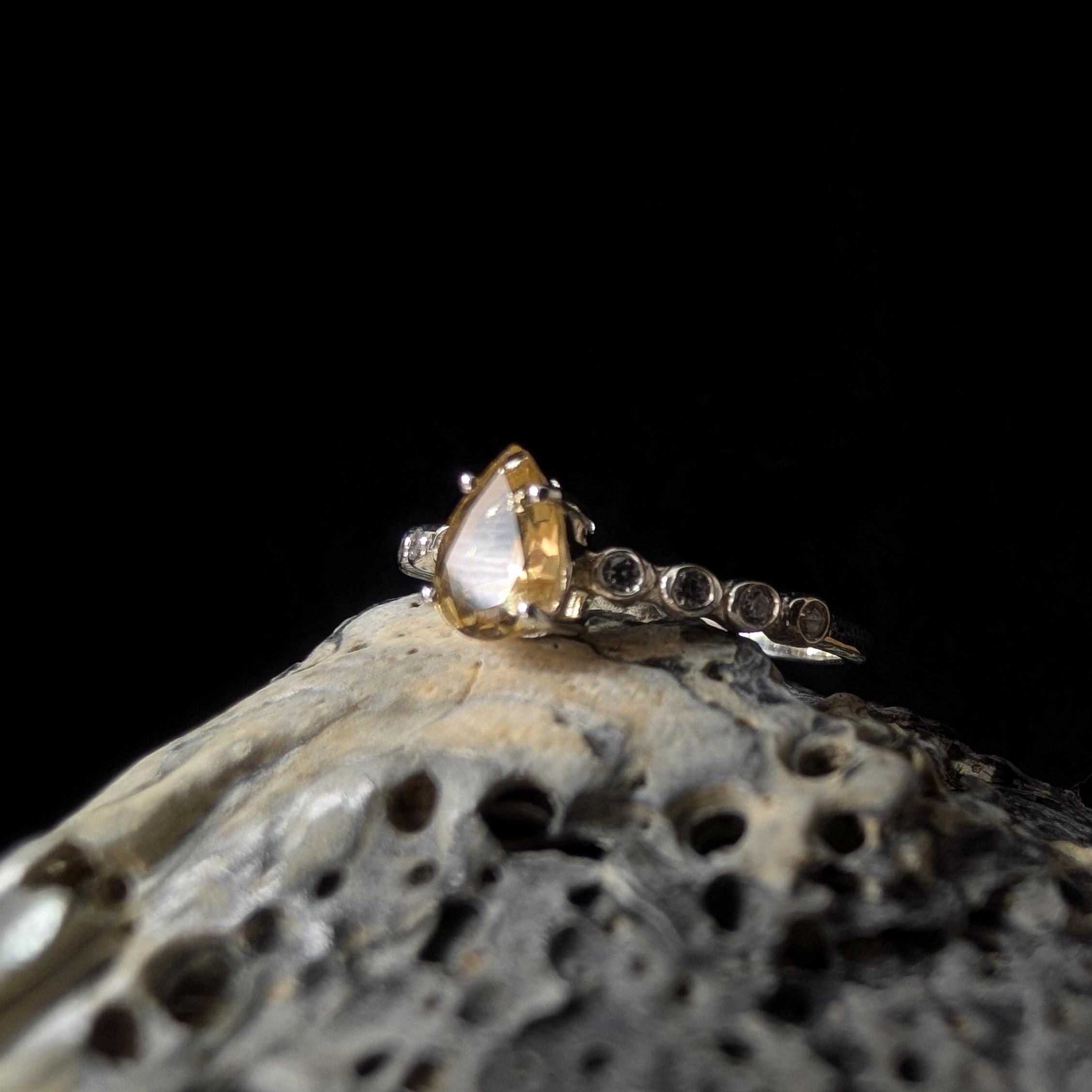 Statement citrine and white topaz ring | 925 Sterling Silver
