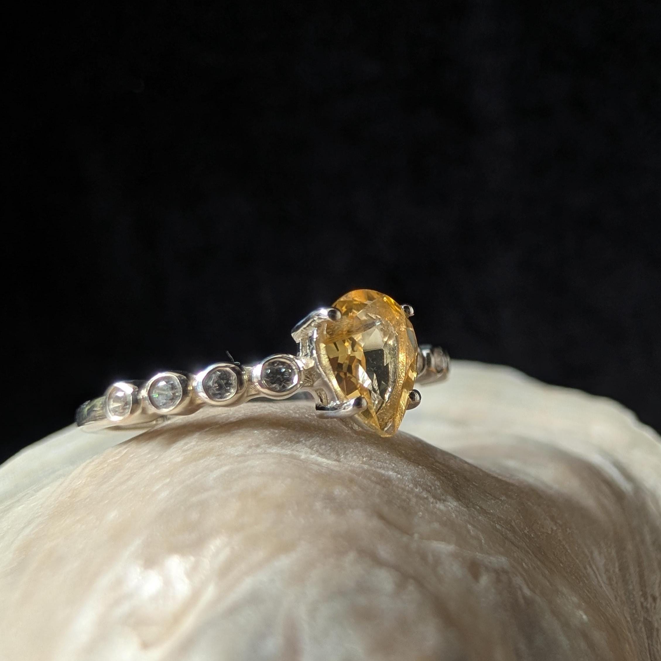 Statement citrine and white topaz ring | 925 Sterling Silver