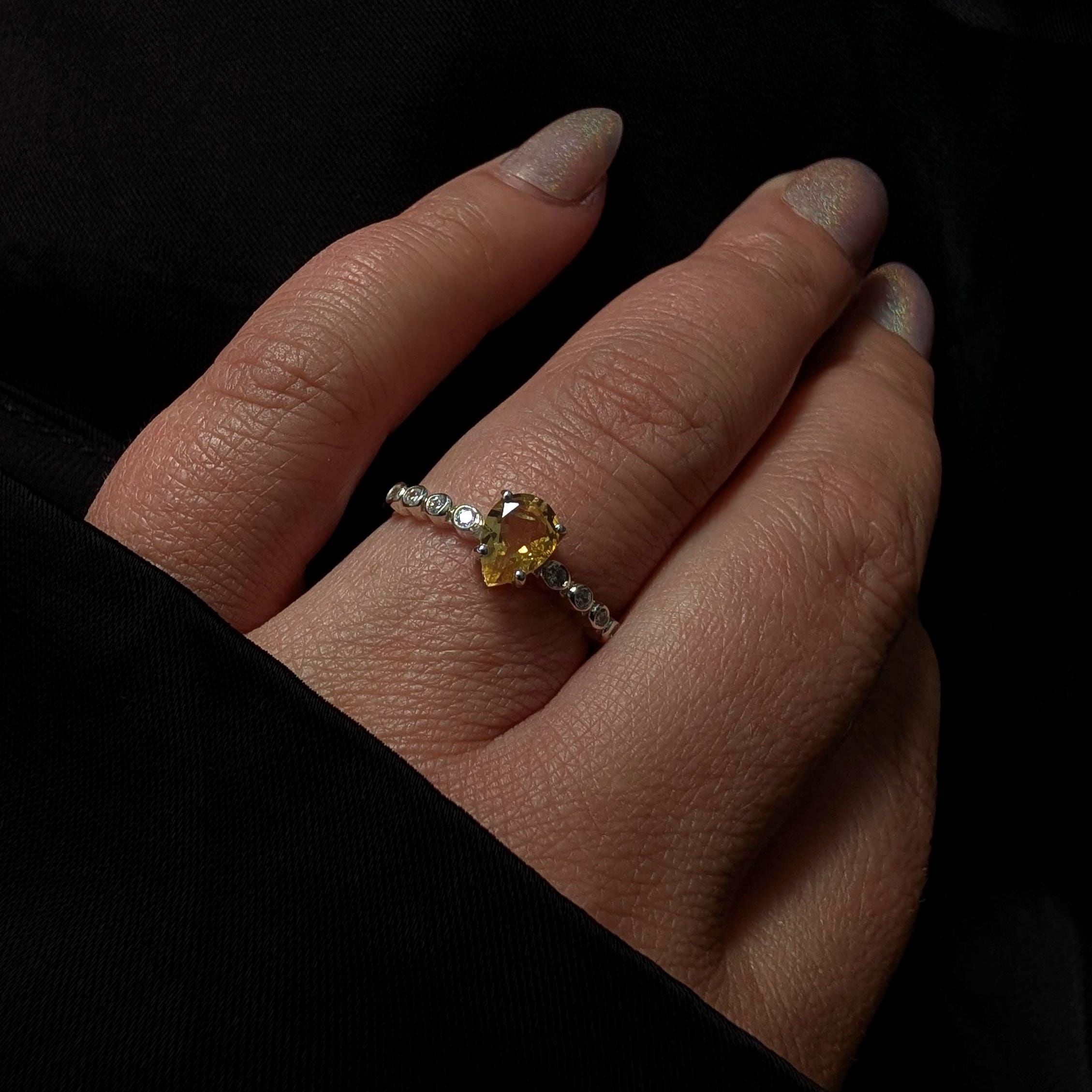 Statement citrine and white topaz ring | 925 Sterling Silver