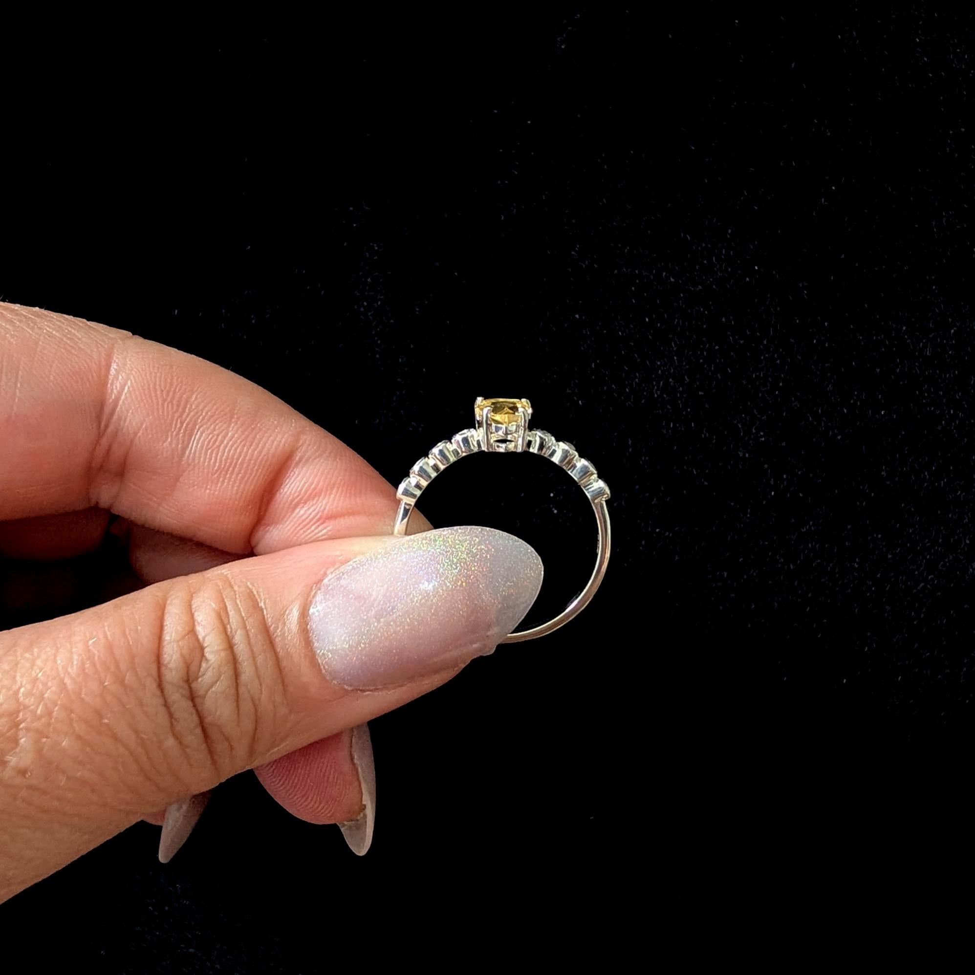 Statement citrine and white topaz ring | 925 Sterling Silver