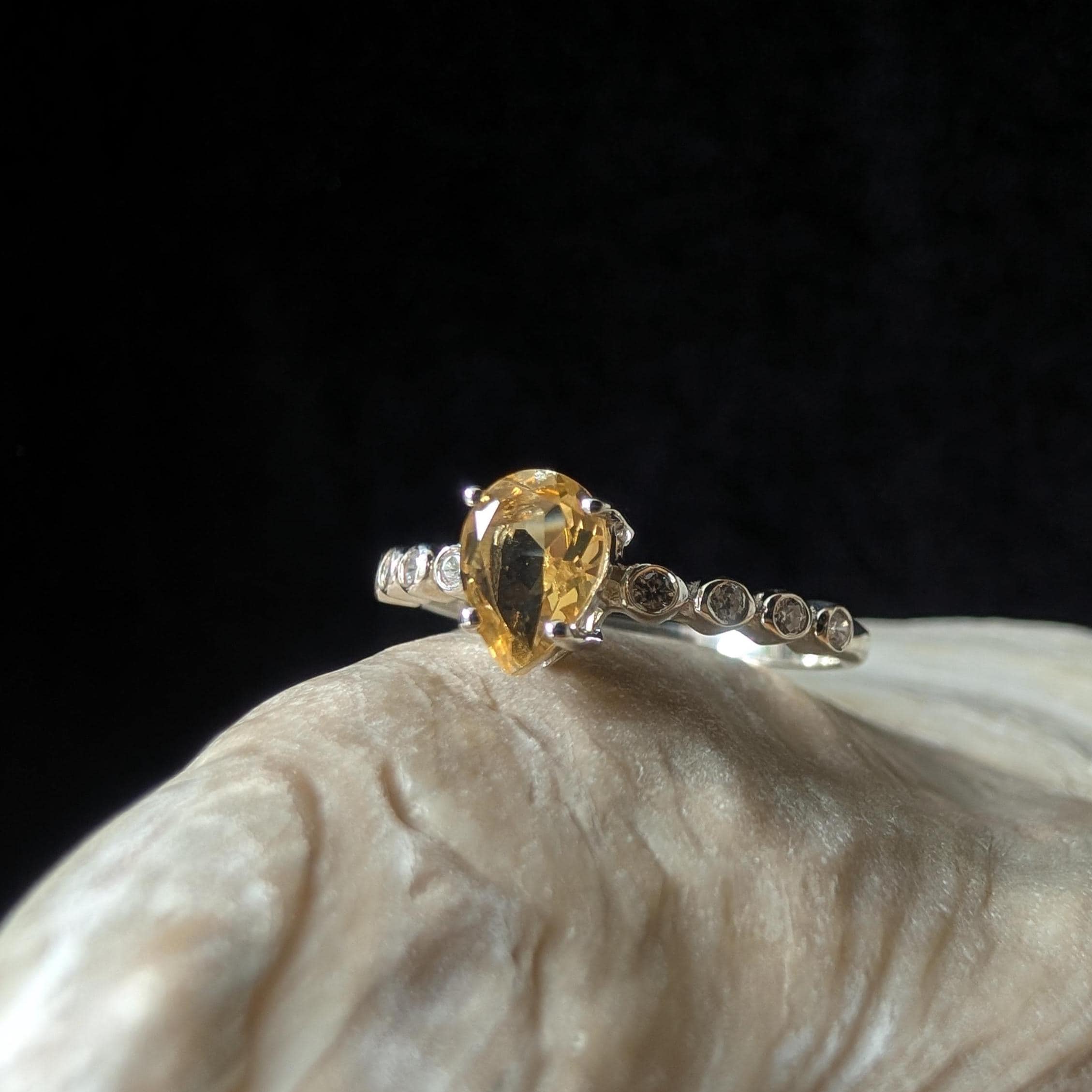 Statement citrine and white topaz ring | 925 Sterling Silver