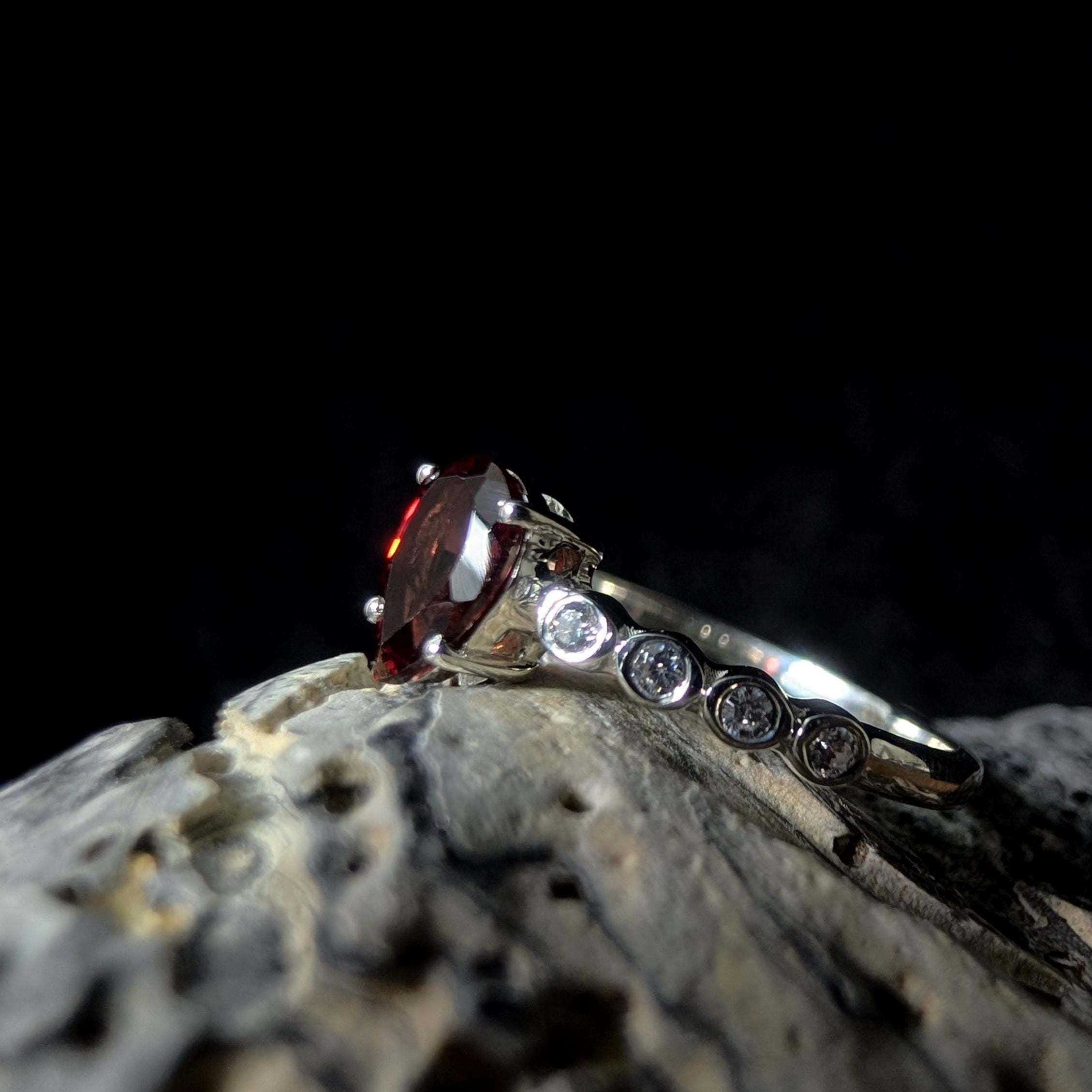 Statement garnet and white topaz ring | 925 Sterling Silver