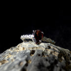 Statement garnet and white topaz ring | 925 Sterling Silver