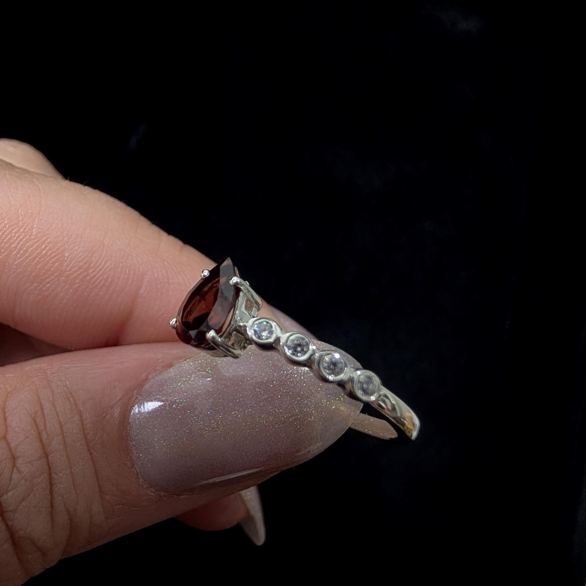 Statement garnet and white topaz ring | 925 Sterling Silver