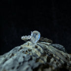 Statement rainbow moonstone and white topaz ring | 925 Sterling Silver
