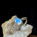 Statement rainbow moonstone and white topaz ring | 925 Sterling Silver