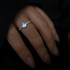 Statement rainbow moonstone and white topaz ring | 925 Sterling Silver