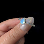Statement rainbow moonstone and white topaz ring | 925 Sterling Silver