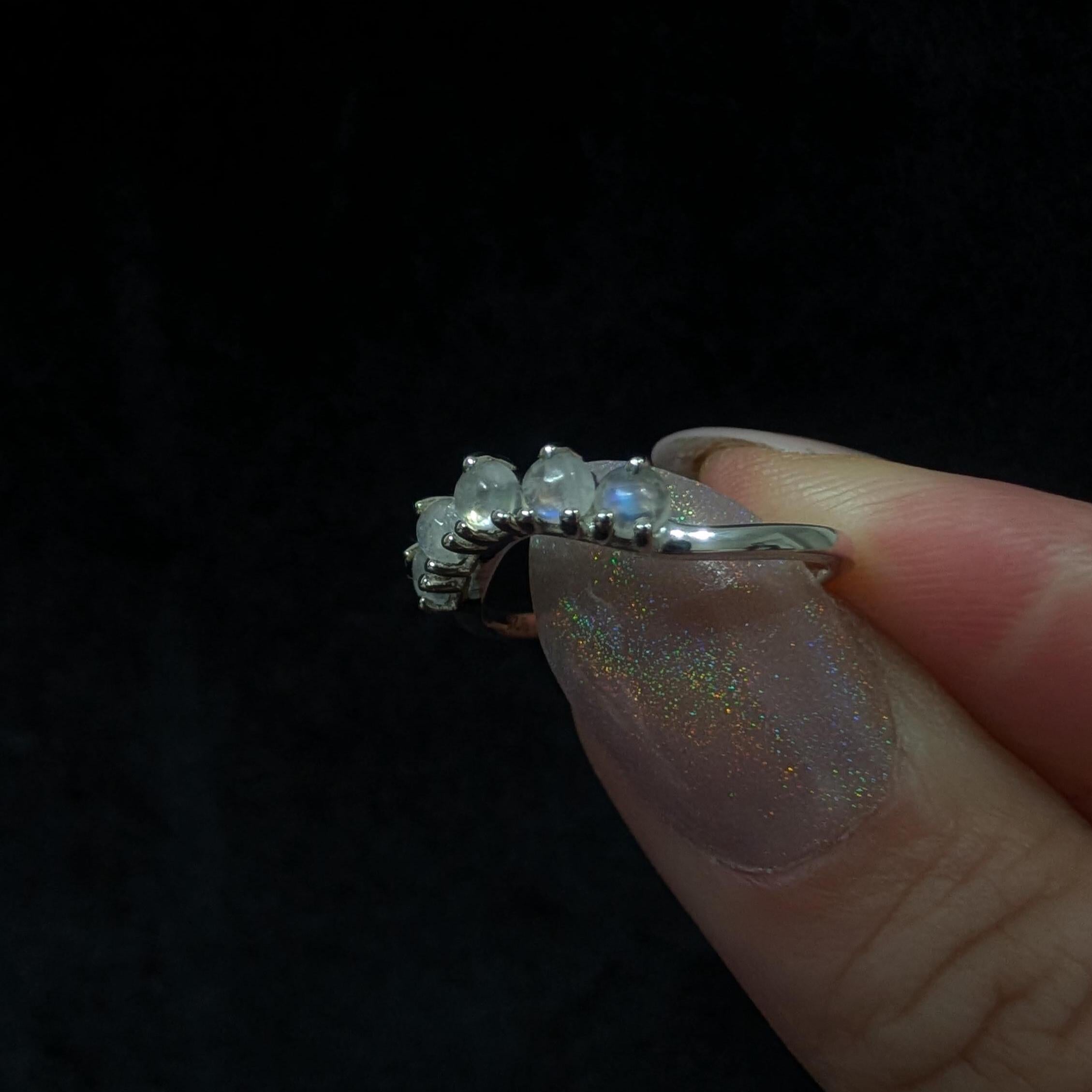 Crown rainbow moonstone ring | 925 Sterling Silver
