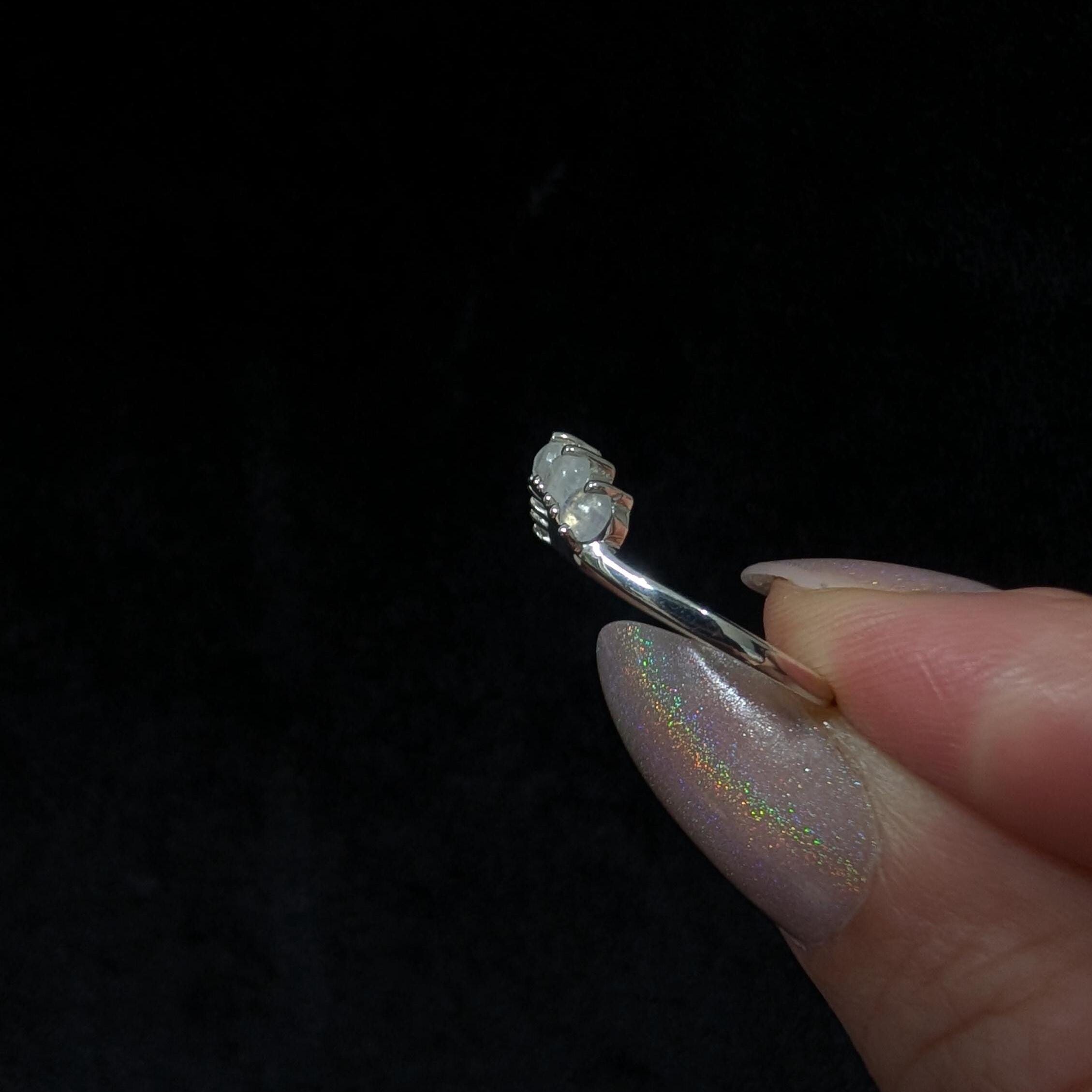 Crown rainbow moonstone ring | 925 Sterling Silver