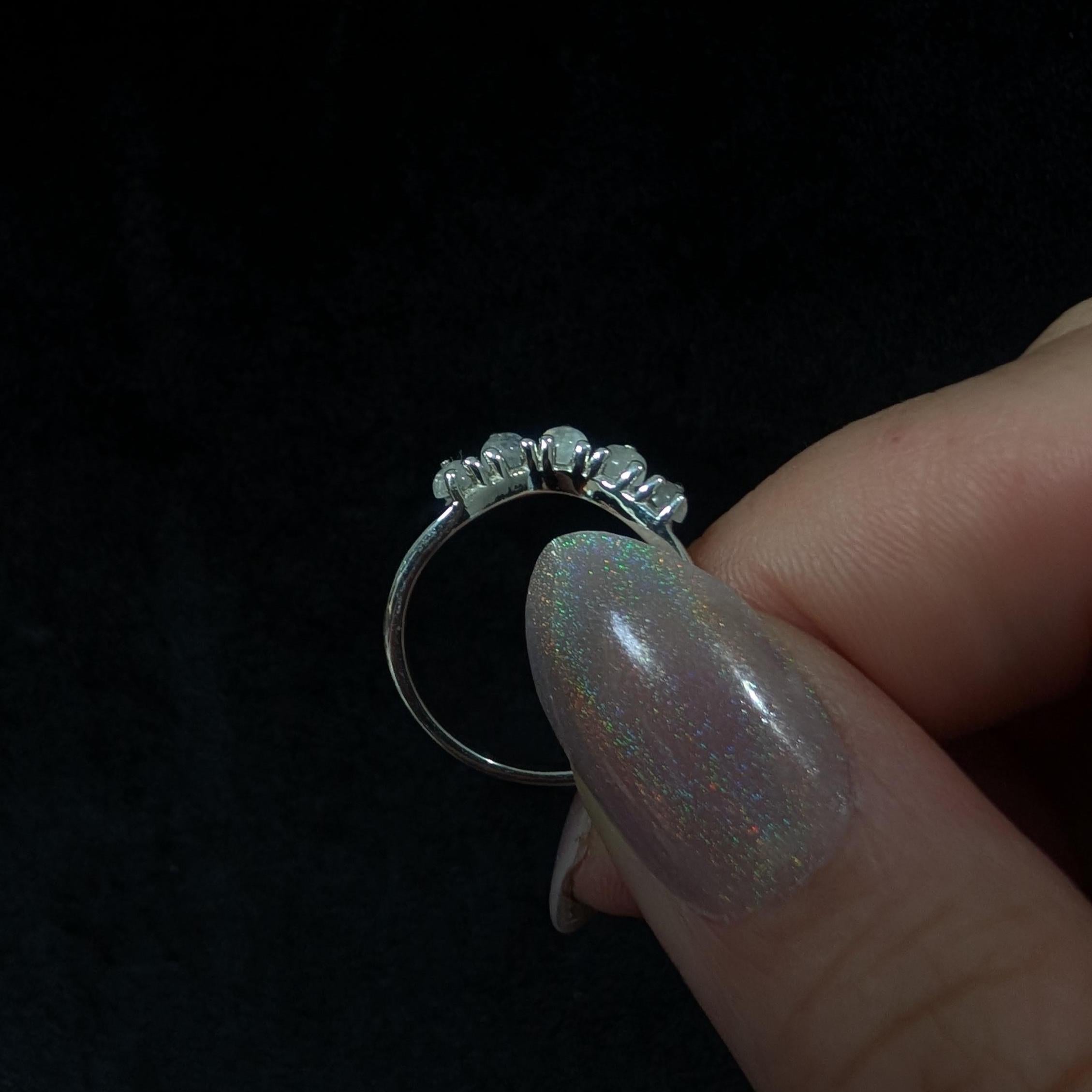 Crown rainbow moonstone ring | 925 Sterling Silver