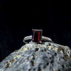 Elegant natural garnet rectangle ring | 925 Sterling Silver