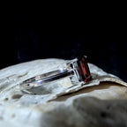 Elegant natural garnet rectangle ring | 925 Sterling Silver