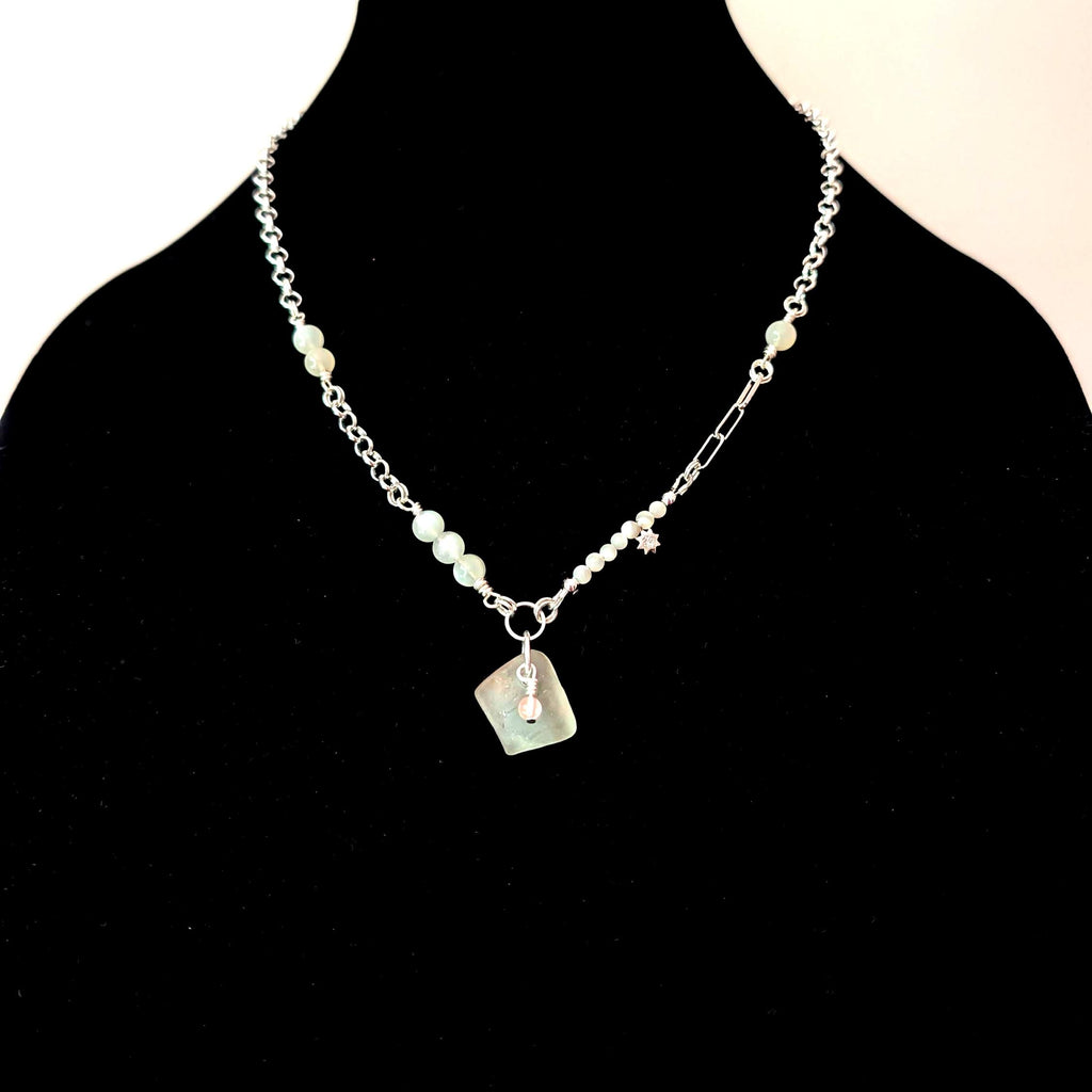 Aphrodite necklace with sea glass and shells