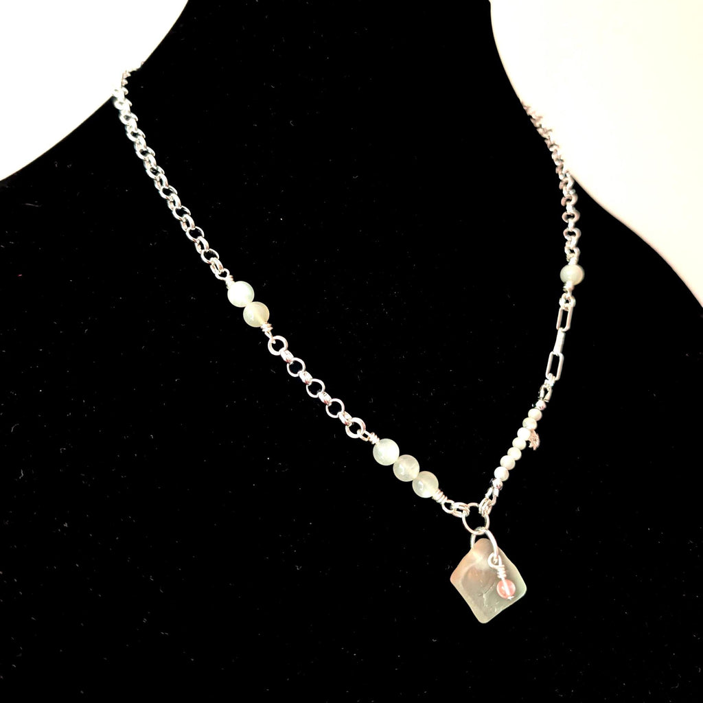 Aphrodite necklace with sea glass and shells