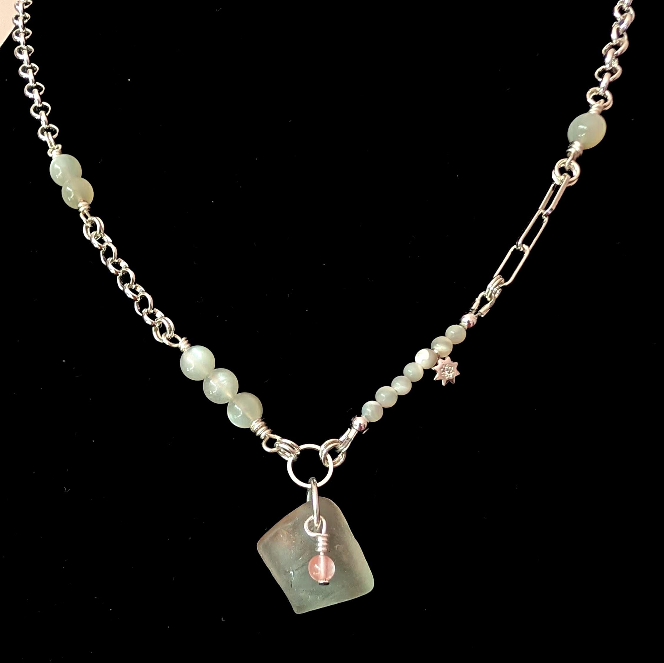 Aphrodite necklace with sea glass and shells
