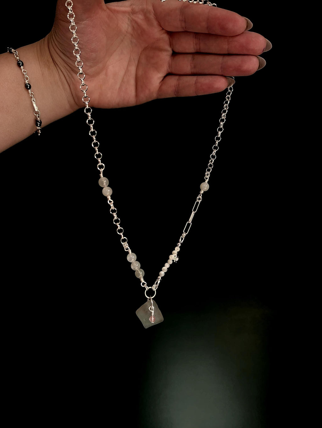 Aphrodite necklace with sea glass and shells