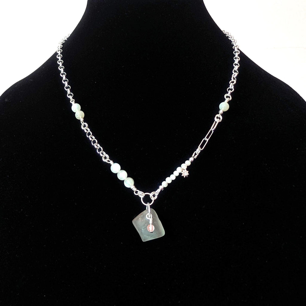 Aphrodite necklace with sea glass and shells