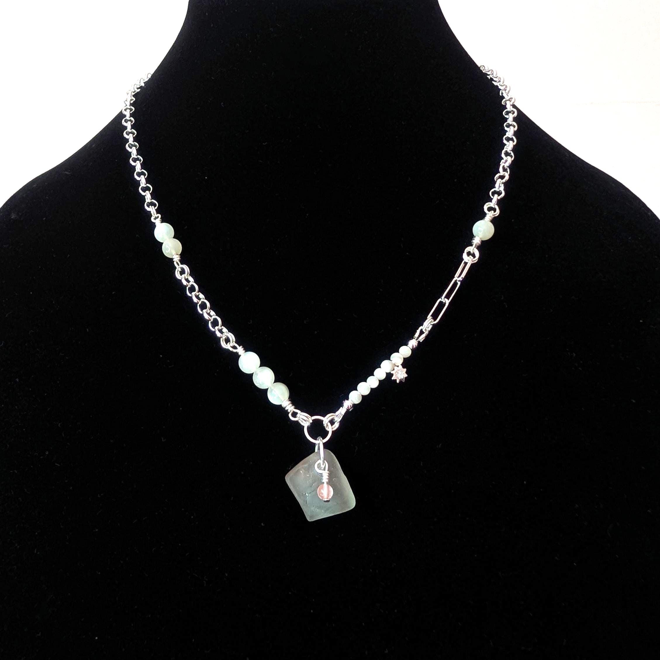 Aphrodite necklace with sea glass and shells