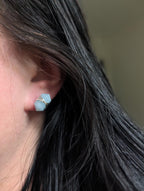 Aquamarine wire wrapped stud earrings | 925 sterling silver