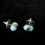 Aquamarine wire wrapped stud earrings | 925 sterling silver
