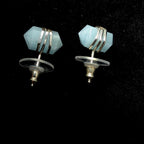 Aquamarine wire wrapped stud earrings | 925 sterling silver
