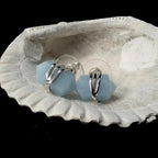 Aquamarine wire wrapped stud earrings | 925 sterling silver