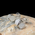 Rainbow moonstone wire wrapped stud earrings | 925 sterling silver