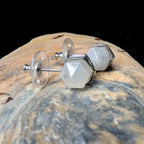 Rainbow moonstone wire wrapped stud earrings | 925 sterling silver