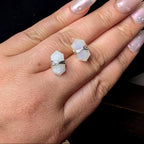 Rainbow moonstone wire wrapped stud earrings | 925 sterling silver