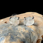 Raw rainbow moonstone stud earrings | 925 sterling silver