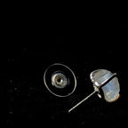 Raw rainbow moonstone stud earrings | 925 sterling silver