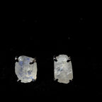 Raw rainbow moonstone stud earrings | 925 sterling silver