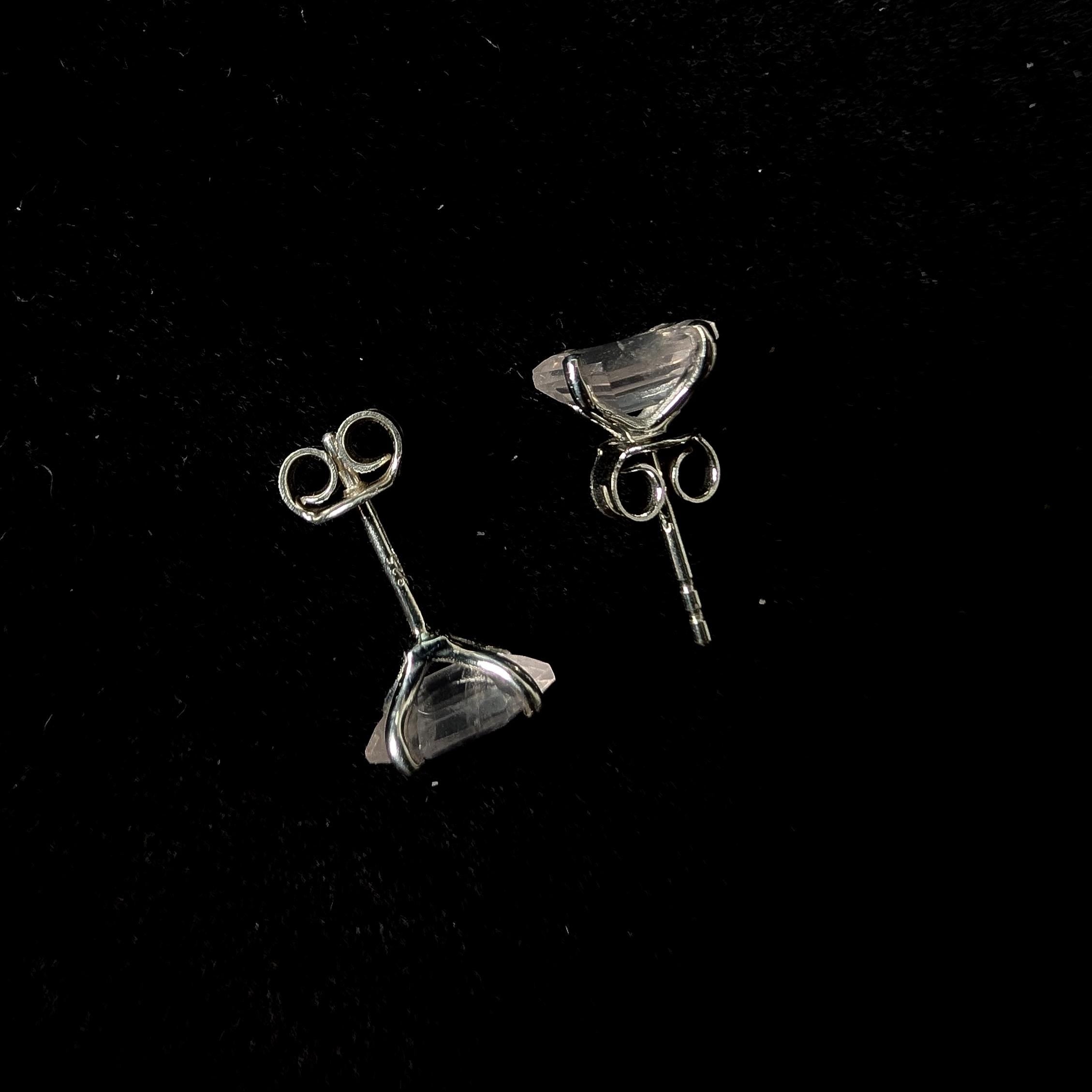 Rose quartz stud earrings | 925 sterling silver