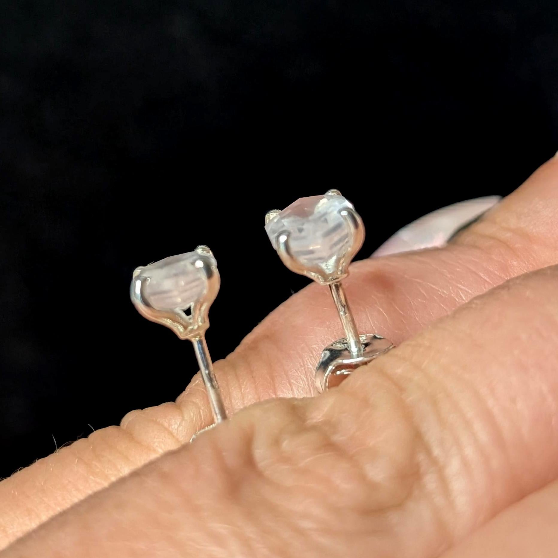 Rose quartz stud earrings | 925 sterling silver