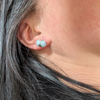 Aquamarine wire wrapped stud earrings | 925 sterling silver