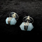 Aquamarine wire wrapped stud earrings | 925 sterling silver