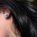 Aquamarine wire wrapped stud earrings | 925 sterling silver