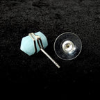 Aquamarine wire wrapped stud earrings | 925 sterling silver