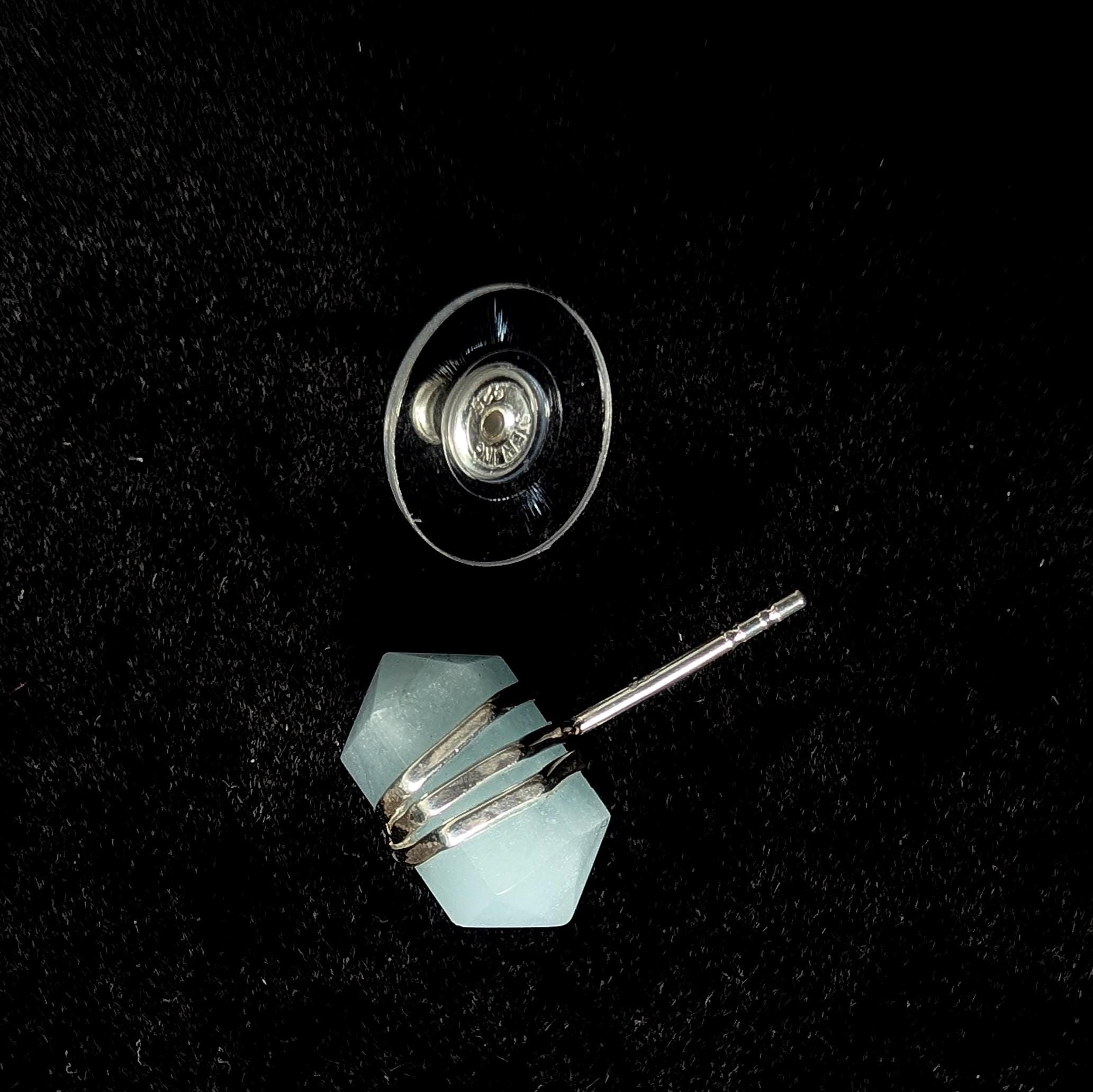 Aquamarine wire wrapped stud earrings | 925 sterling silver
