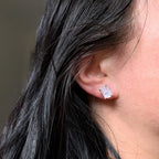 Raw rainbow moonstone stud earrings | 925 sterling silver