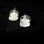 Raw rainbow moonstone stud earrings | 925 sterling silver