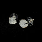 Raw rainbow moonstone stud earrings | 925 sterling silver