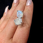 Raw rainbow moonstone stud earrings | 925 sterling silver