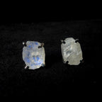 Raw rainbow moonstone stud earrings | 925 sterling silver