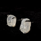 Raw rainbow moonstone stud earrings | 925 sterling silver