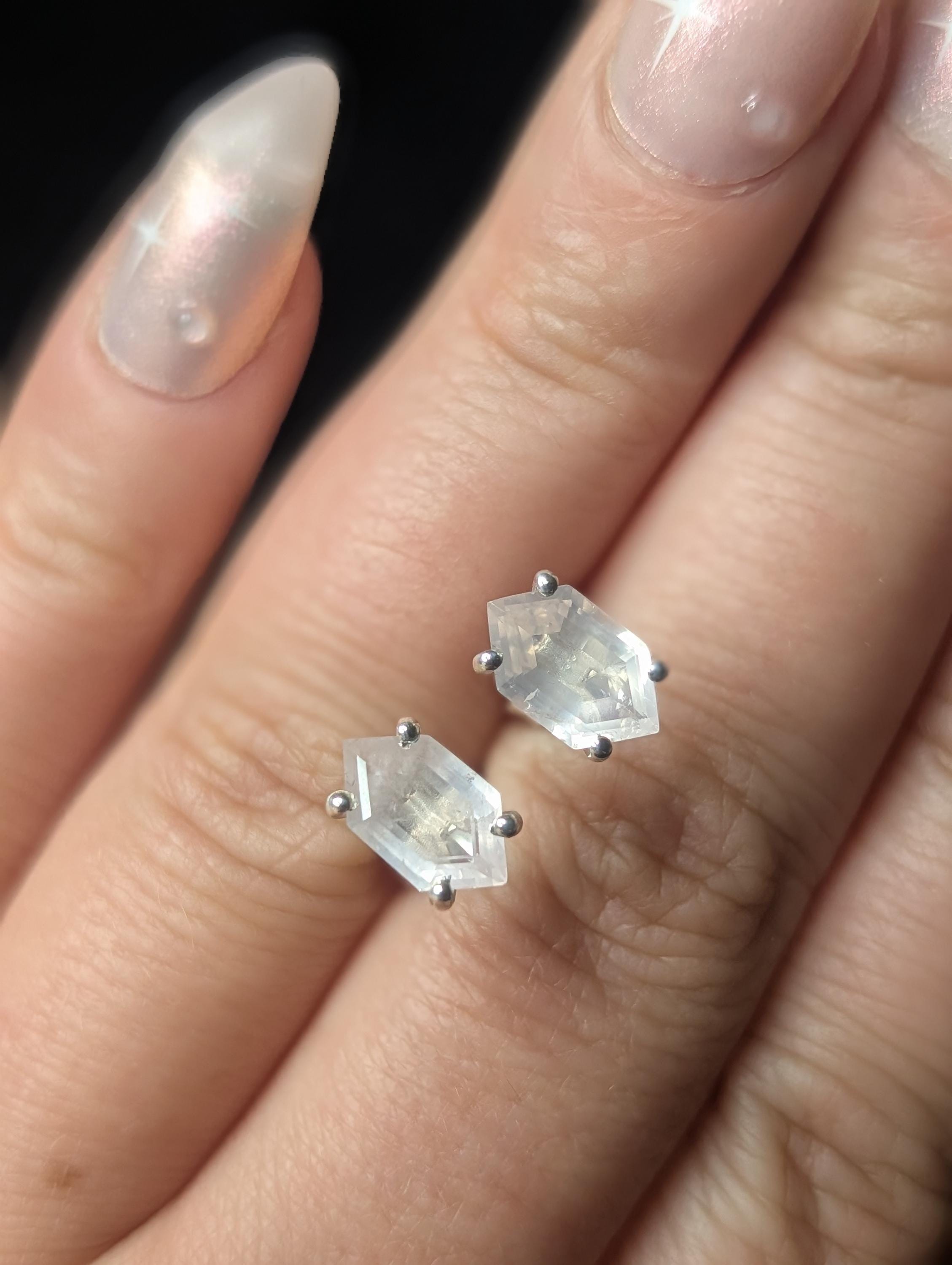 Rose quartz stud earrings | 925 sterling silver