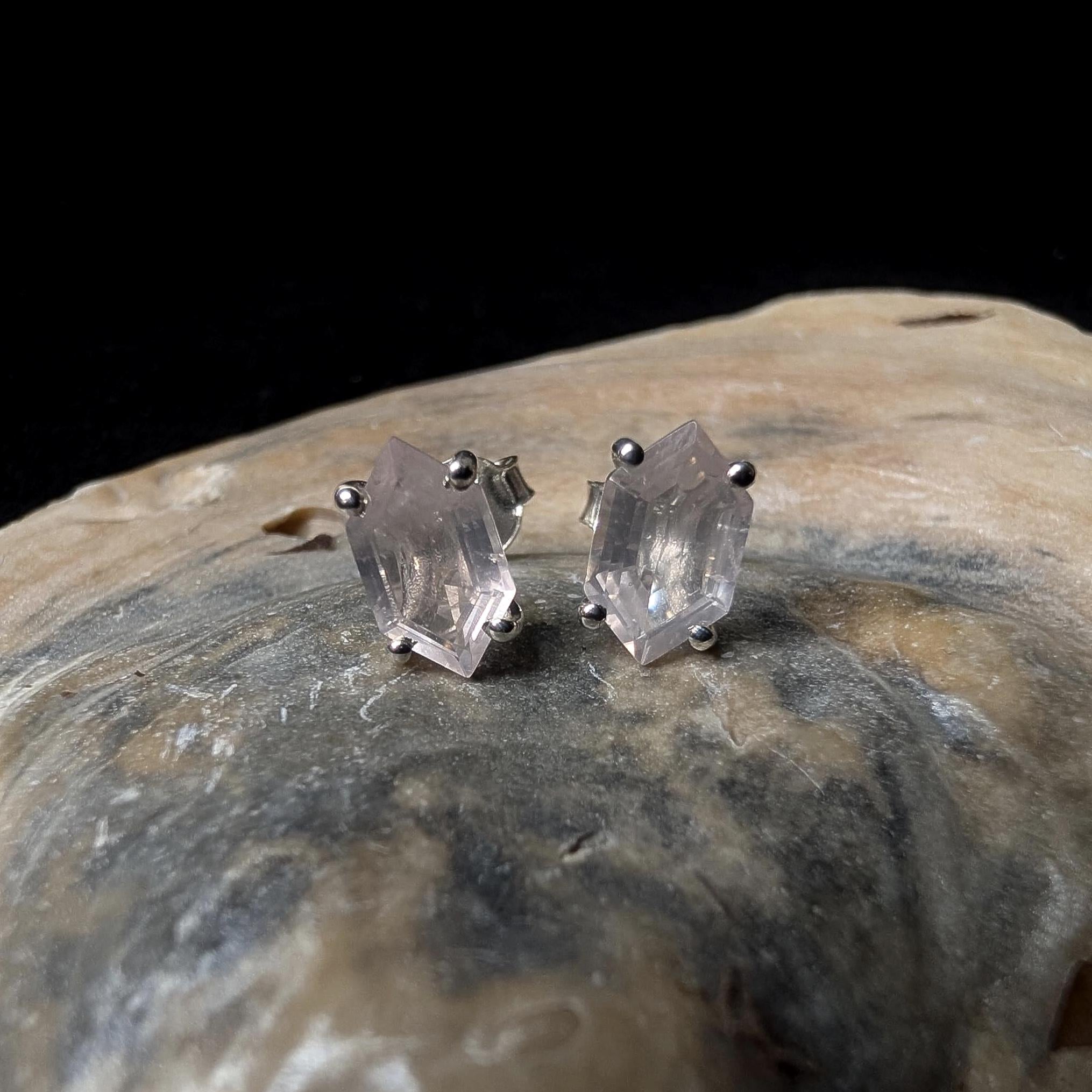 Rose quartz stud earrings | 925 sterling silver