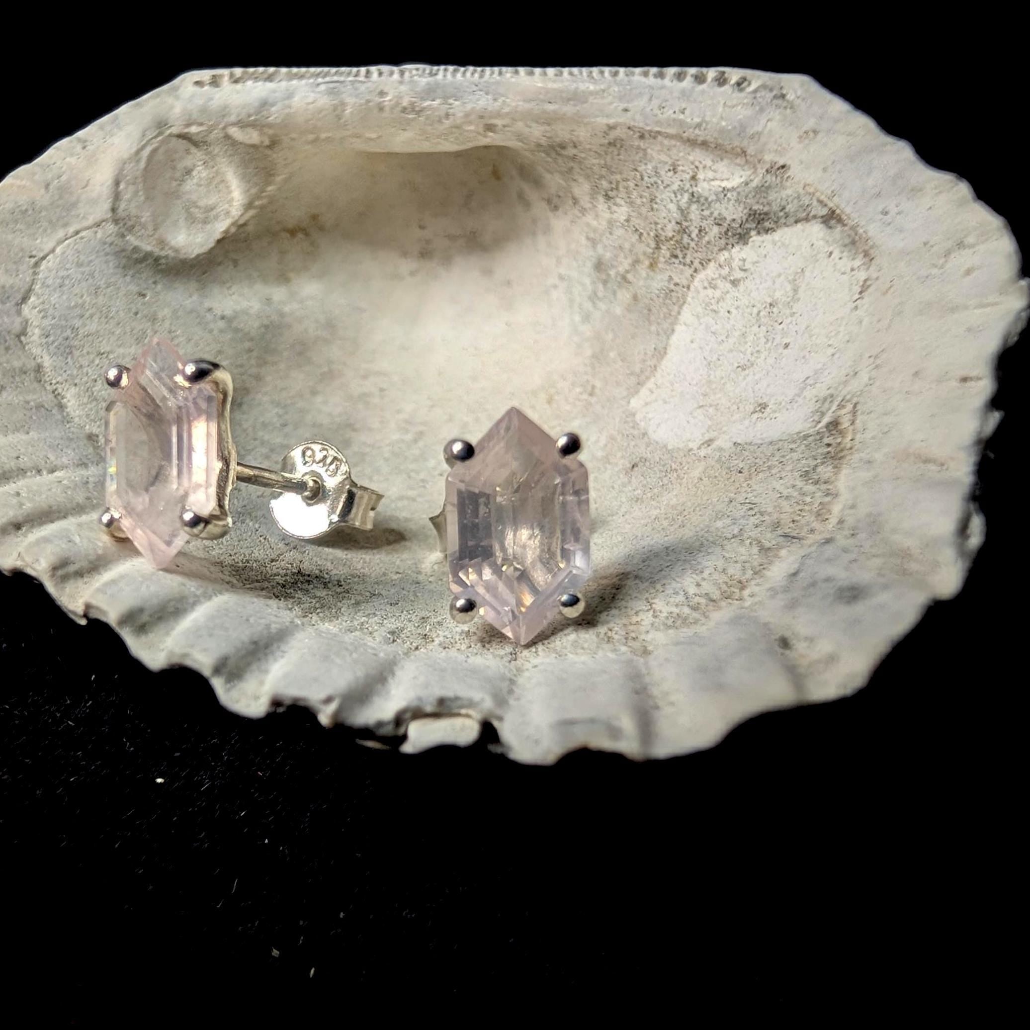 Rose quartz stud earrings | 925 sterling silver